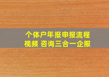 个体户年报申报流程视频 咨询三合一企服